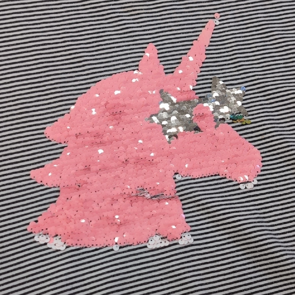 Arizona Jean Company | Black and White Striped Tee with Sequin Unicorn Size 3XL - Picture 2 of 7